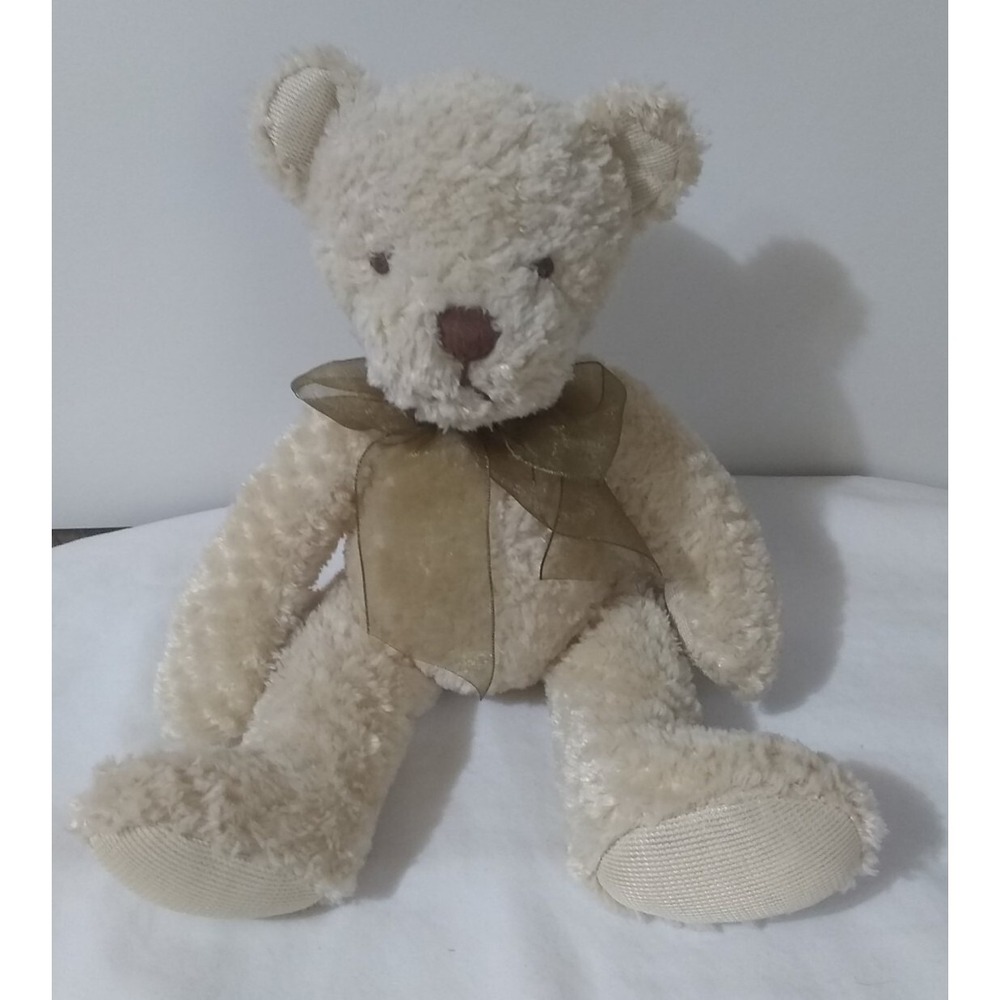 Plush Stuffed Bear First And Main Coconut Toy Cream 7" Embroidered Nose and Eyes